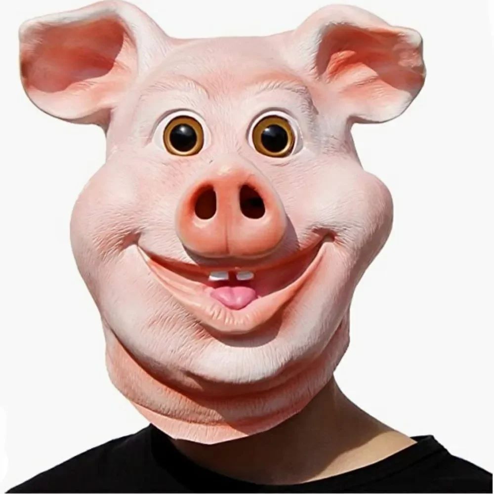 🔸️Happy Pig Full Head Latex Costume Mask